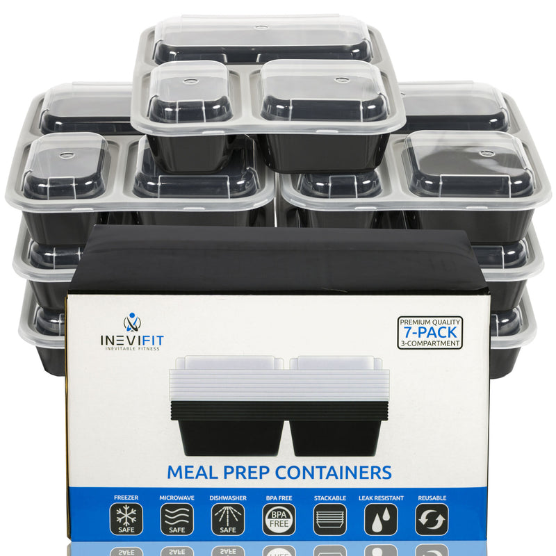 INEVIFIT | Meal Prep Containers 36 oz. 3-Compartment