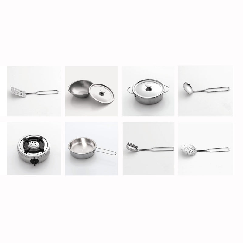 Deluxe Grey Wooden Toy Kitchen Set | Inc. 10 Utensils