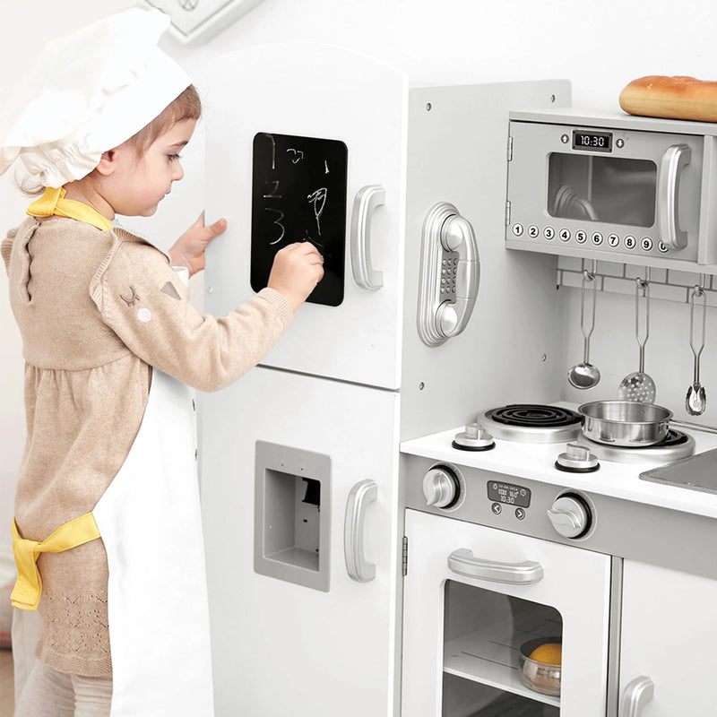 Deluxe Grey Wooden Toy Kitchen Set | Inc. 10 Utensils