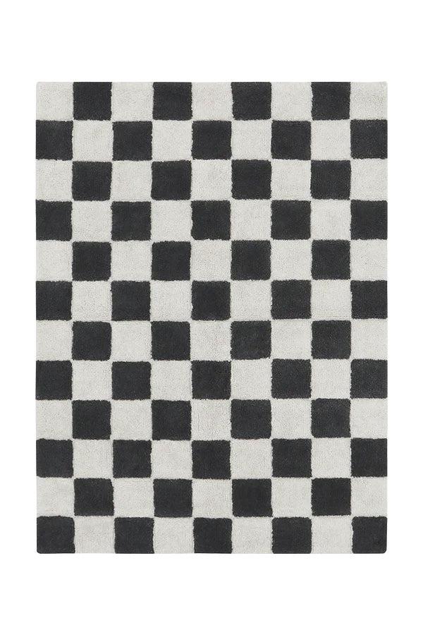 WASHABLE RUG KITCHEN TILES DARK GREY
