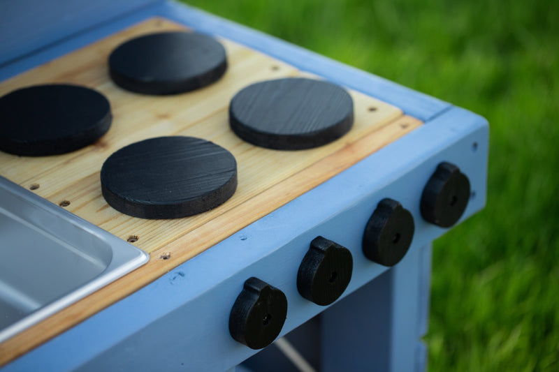 Painted Mud Kitchen with Oven and Working Sink