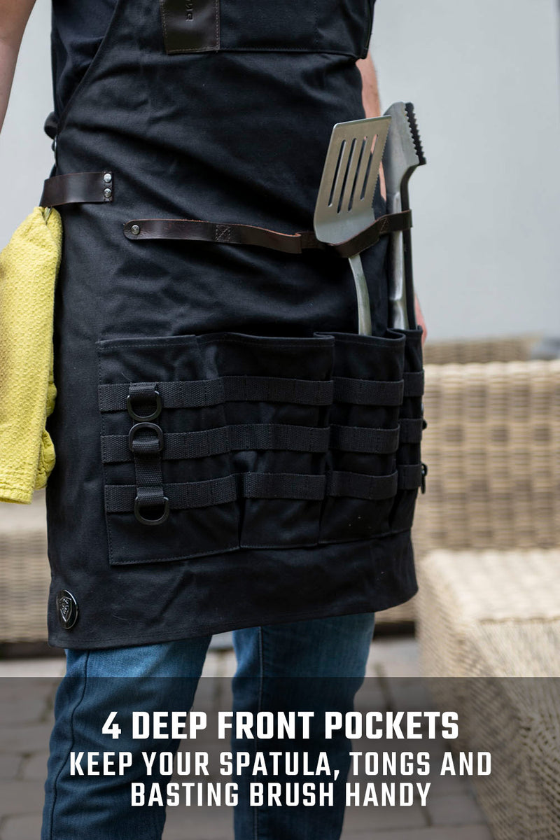 BBQ Apron |  Heavy-Duty Waxed Canvas | Professional Chef's Kitchen Apron | Dalstrong ©