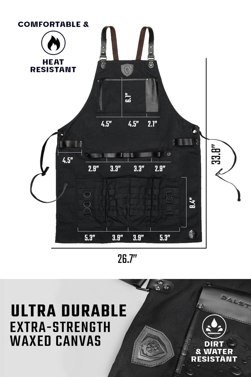 BBQ Apron |  Heavy-Duty Waxed Canvas | Professional Chef's Kitchen Apron | Dalstrong ©