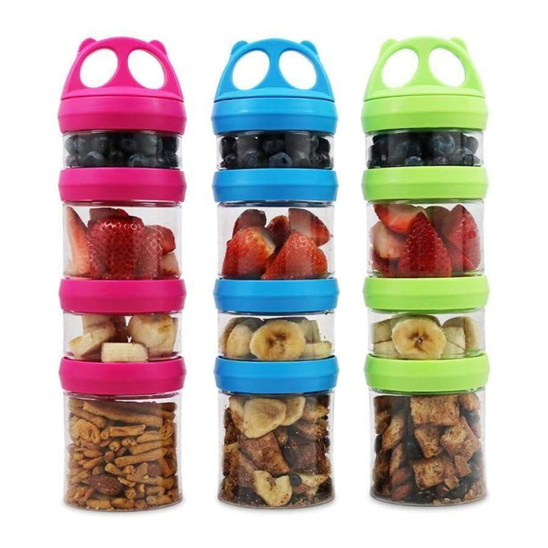 4 Compartment Twist Lock, Stackable, Leak-Proof, Food Storage, Snack Jars & Portion Control Lunch Boxby BariatricPal - Variety Pack