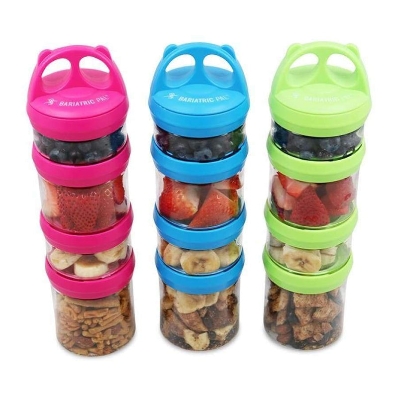 4 Compartment Twist Lock, Stackable, Leak-Proof, Food Storage, Snack Jars & Portion Control Lunch Boxby BariatricPal - Variety Pack