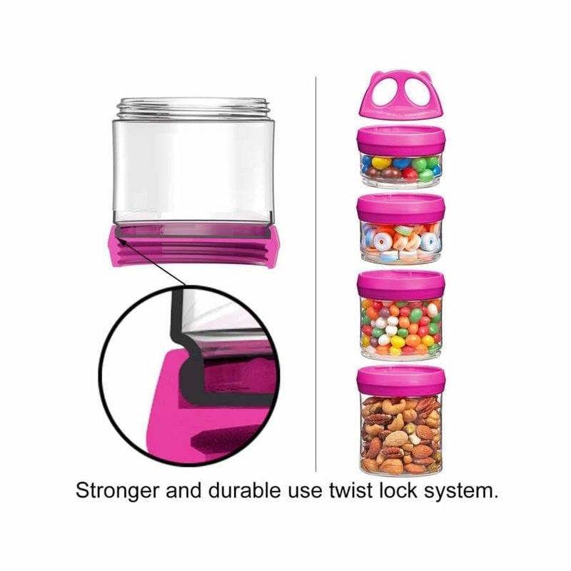 4 Compartment Twist Lock, Stackable, Leak-Proof, Food Storage, Snack Jars & Portion Control Lunch Boxby BariatricPal - Variety Pack