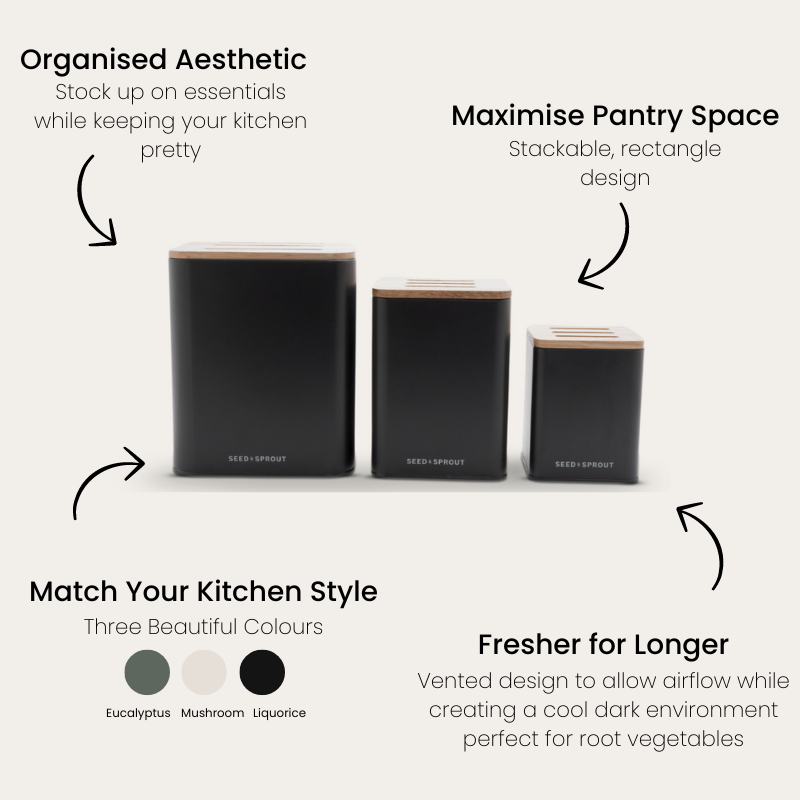 Vegetable Storage Containers | Liquorice | Pre Order