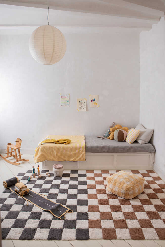 WASHABLE RUG KITCHEN TILES TOFFEE