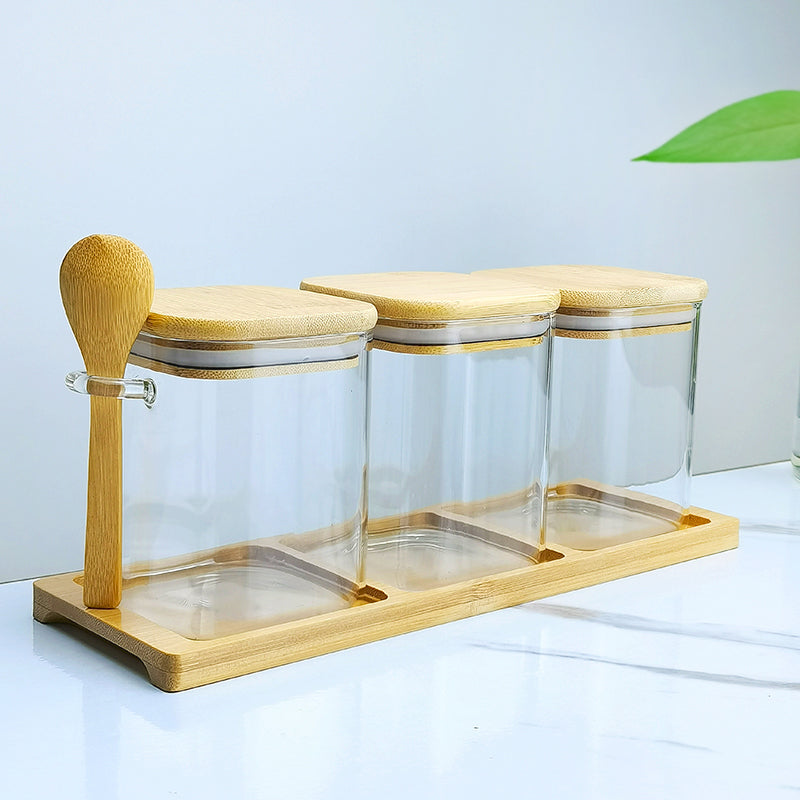 Bamboo & Glass Trio Set