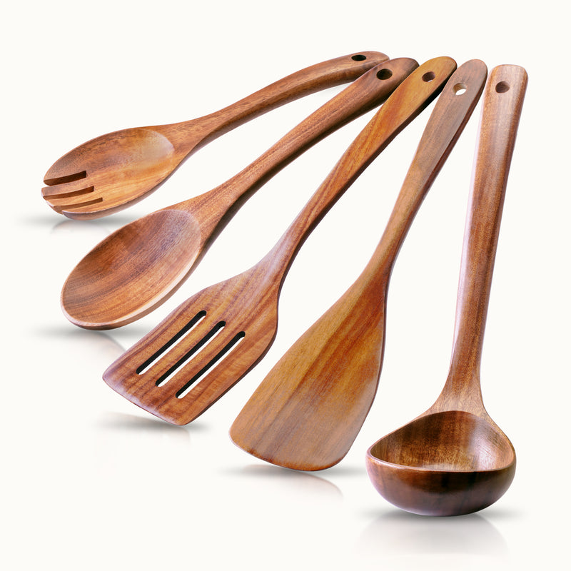 Teak Wood Utensils Set - Wooden Kitchen Utensils