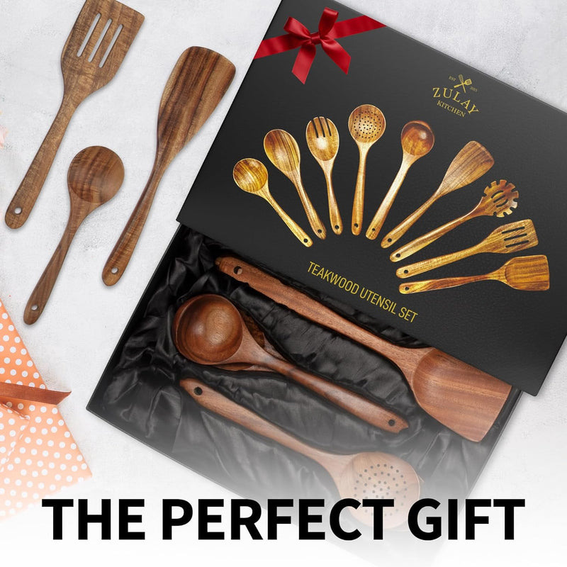 Teak Wood Utensils Set - Wooden Kitchen Utensils