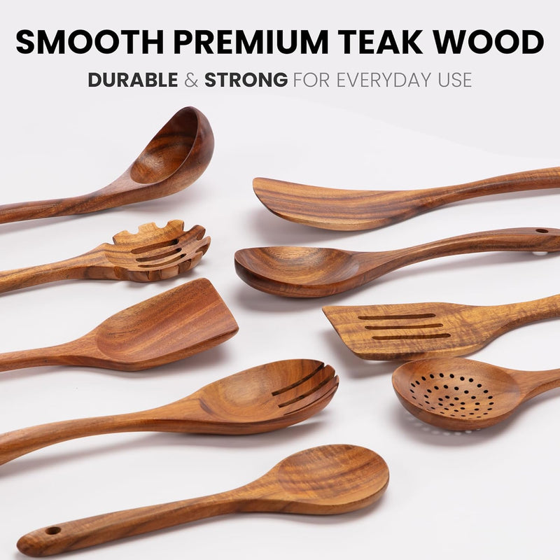 Teak Wood Utensils Set - Wooden Kitchen Utensils