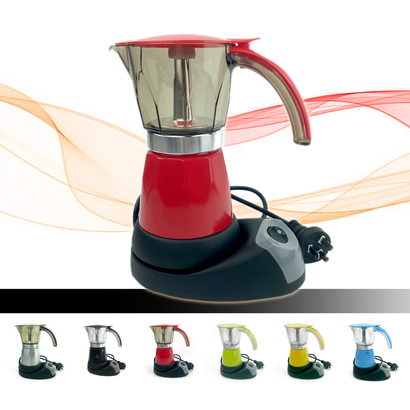 Electric Moka Coffee Maker Espresso Machine Italian Classic 6 Cups Auto Power