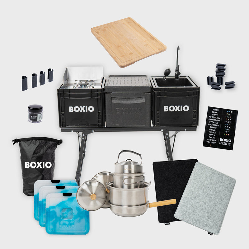 Mobile outdoor kitchen with standing height I BOXIO KITCHEN PLUS