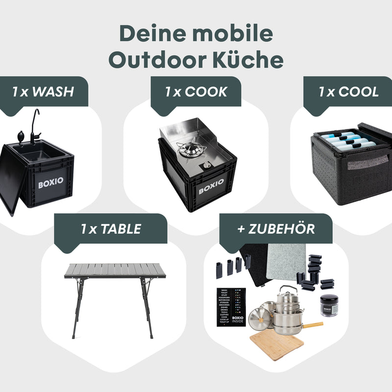 Mobile outdoor kitchen with standing height I BOXIO KITCHEN PLUS