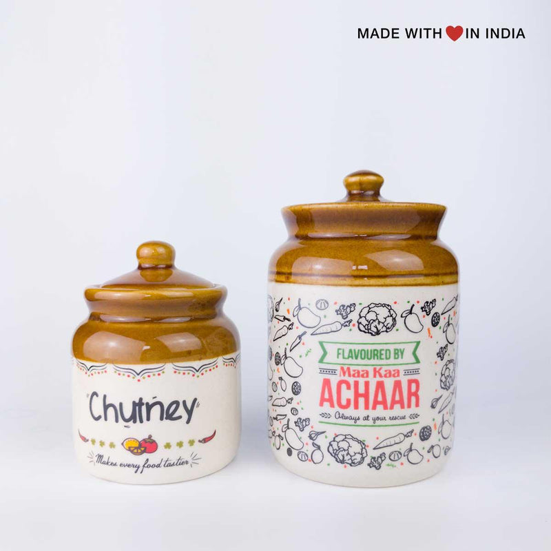 Chutney Jar - Traditional Indian Bharni Style Ceramic Chutney Jars