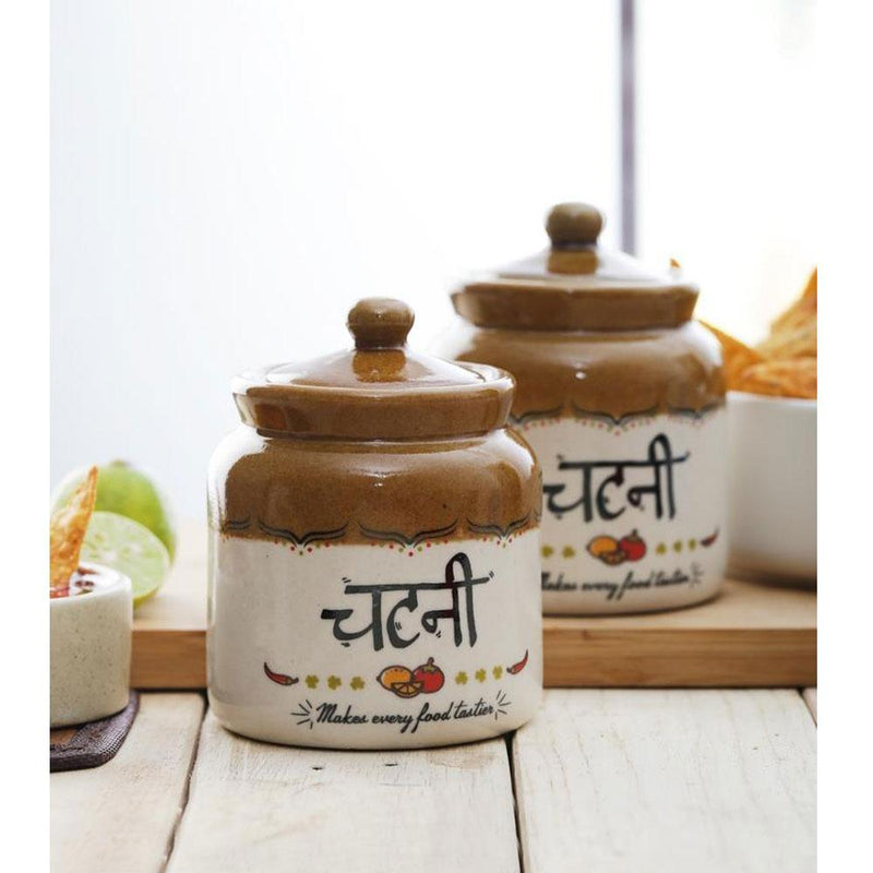 Chutney Jar - Traditional Indian Bharni Style Ceramic Chutney Jars