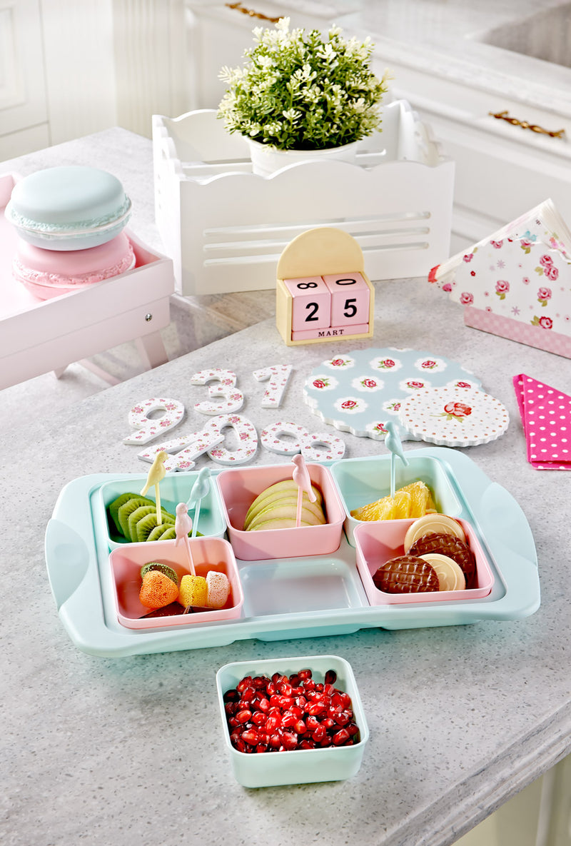 6 Compartment Candy and Nut Serving Container With Lid Serving Food Tray